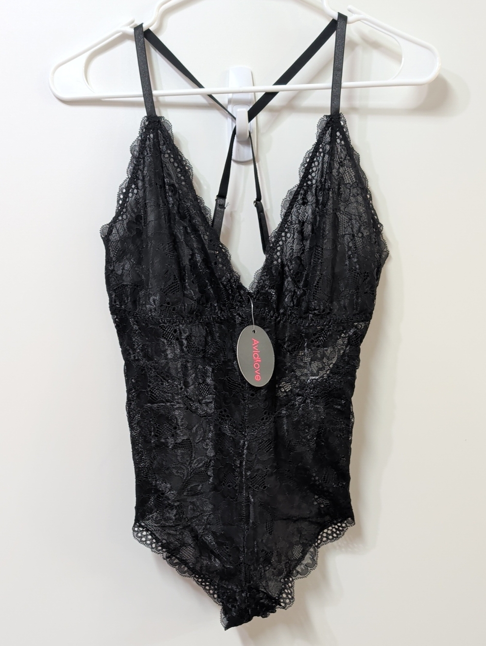 Avidlove Black Lace Bodysuit Teddy Size Large